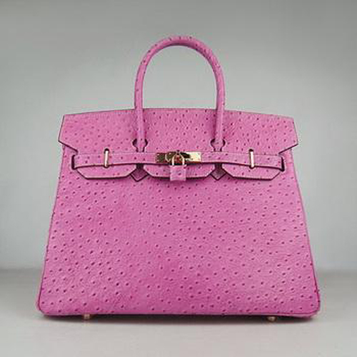 Hermes Birkin 35CM Ostrich Stripe Hot Pink Gold